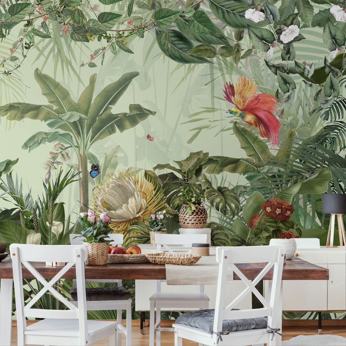 Tropical Jungle Plants Wallpaper Mural - Peel and Stick
