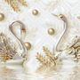 3D Look Swan and Leaf with Water Pattern Wallpaper Mural