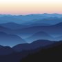 Papier peint silhouette montagne coucher soleil