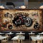Vintage Motorbike with American Flag Wallpaper Mural