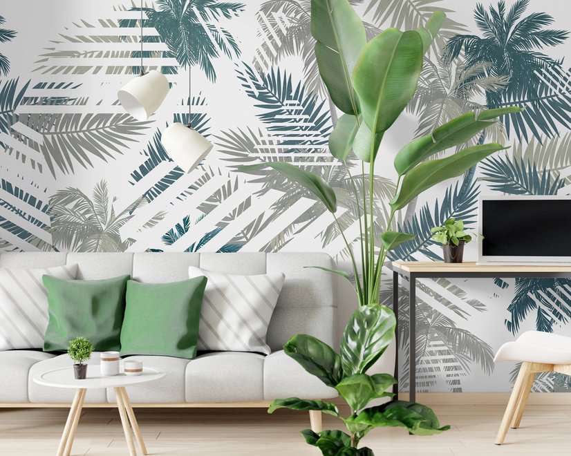 Vintage Tropical Leaf Pattern Wallpaper Mural