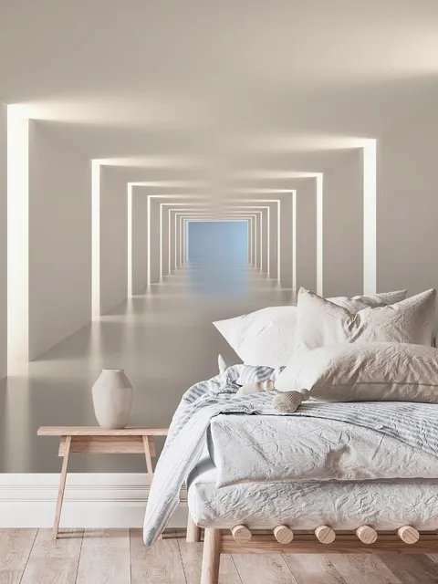 3D Look Illustrativer Abstrakter Weißer Korridor Fototapete