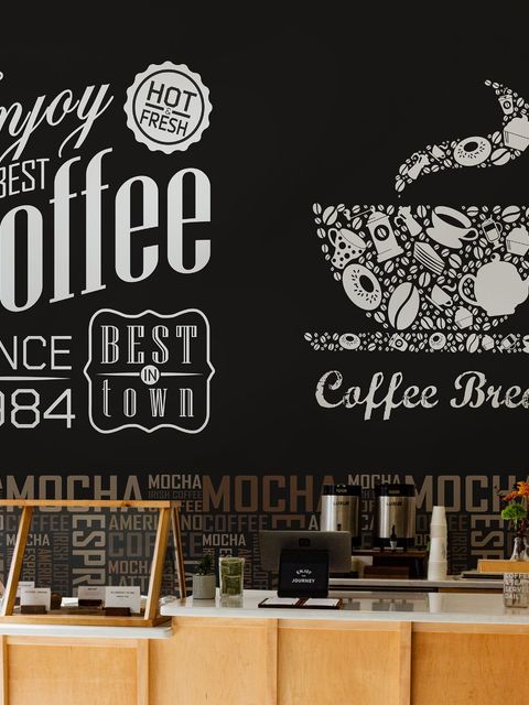 Coffee Mocha Typography Wallpaper Mural