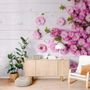 Papier peint panoramique fleuri rose pivoine