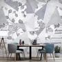 Rose Floral with Geometric Pattern Wallpaper Mural