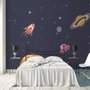 Wasserfarben-Cartoon-Weltraum-Fototapete mit Planeten