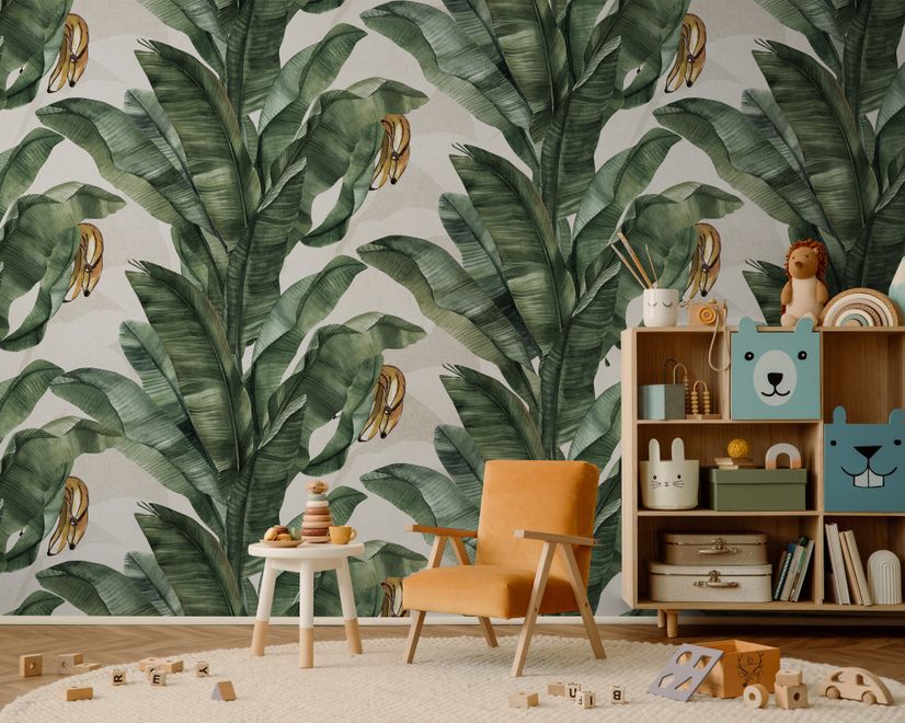 Exotic Banana Leaf Pattern Wallpaper Mural