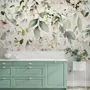 Watercolor Soft Floral with Green Leaves Wall Mural