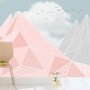 Papier peint panoramique montagne rose-gris
