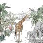 Papier peint animaux tropicaux avec montagne pour enfants