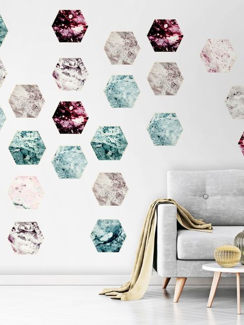 Geometric Marble Style Honeycomb Wall Decal Sticker