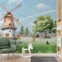 Cute Kids Windmill Farm Animals Wallpaper Mural
