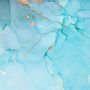 Light Blue Marble with Gold Look Splash Wallpaper Mural