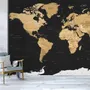 Papier peint panoramique de la carte du monde politique en noir