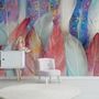 Watercolor Colorful Feather Pattern Wallpaper Mural