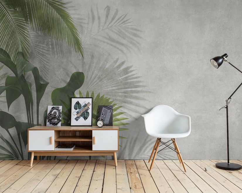 Tropical Green Palm Leaves Wallpaper Mural
