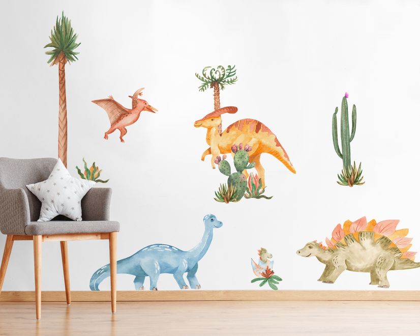 Watercolor Dinosaurs Wall Decal Sticker