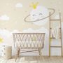 Nursery Soft Moon with White Cloud in the  Sky Wallpaper Mural