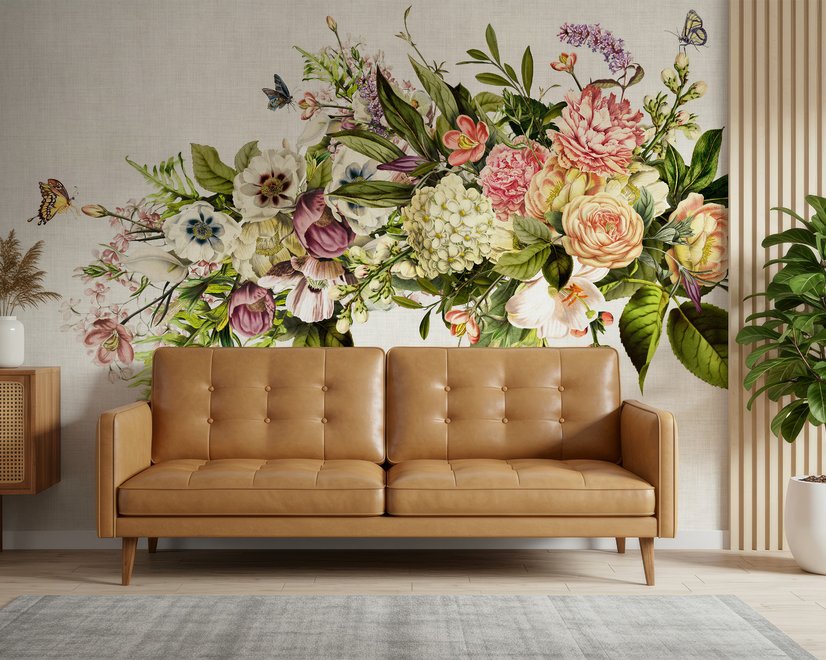 Vintage Hydrangea Floral Wallpaper Mural