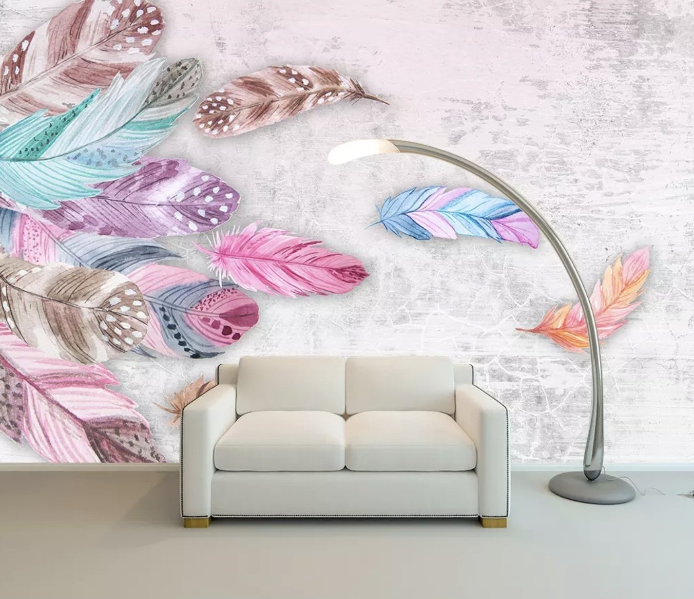 Colorful Feather Wallpaper Mural - Peel and Stick