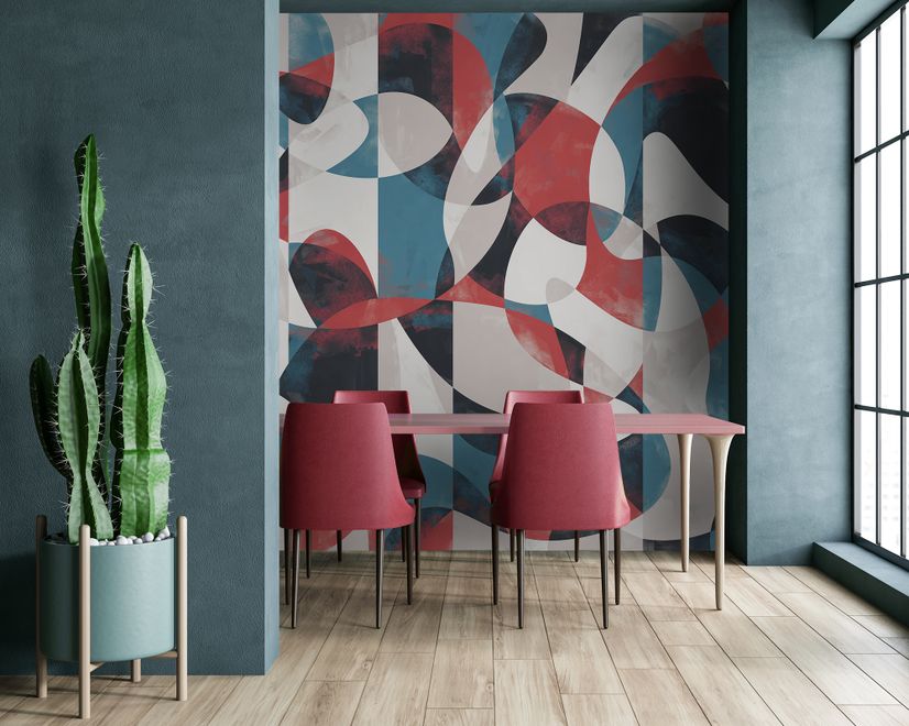 Modern Abstract Art with Retro Colorful Geometric Wallpaper Mural