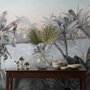 Bunte Papagei und niedlicher Affe mit weicher Wald-Fototapete
