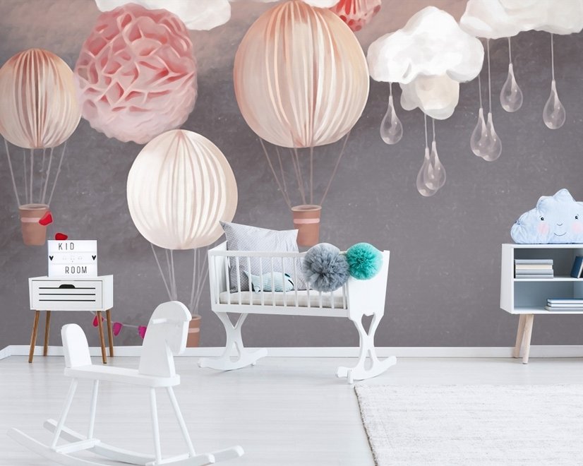 Kids Paper Lantern Hot Air Balloon Wallpaper Mural