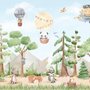 Papier peint animaux de la forêt avec animaux volants pour enfants