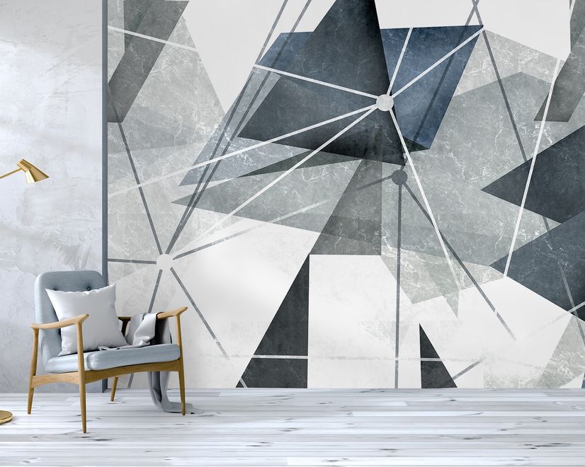 Modern Geometric Triangle Art Wallpaper Mural