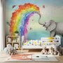 Papier peint éléphant arc-en-ciel aquarelle enfants