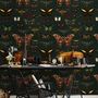 Colorful Butterfly Patterns on Green Background Wallpaper Mural