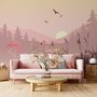 Pink Sunrise Landscape with Flamingos Wallpaper Mural