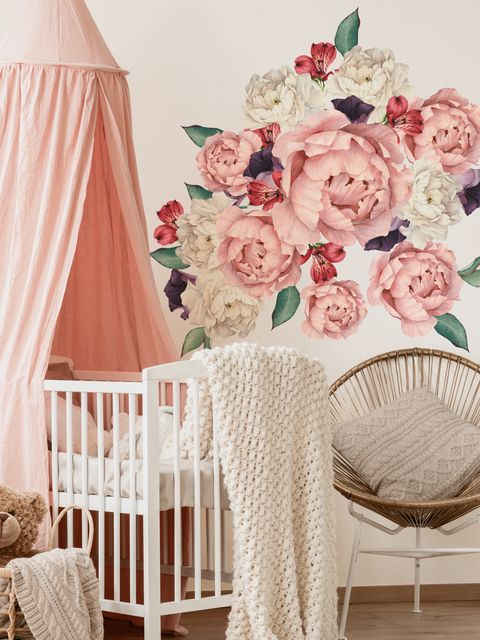 Stickers muraux pivoines blanches roses tulipes rouges violettes