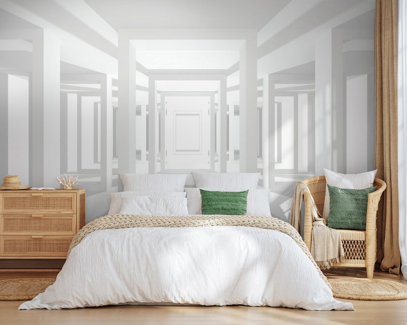 3D-Look Abstrakte Architektur Weißer Korridor Fototapete