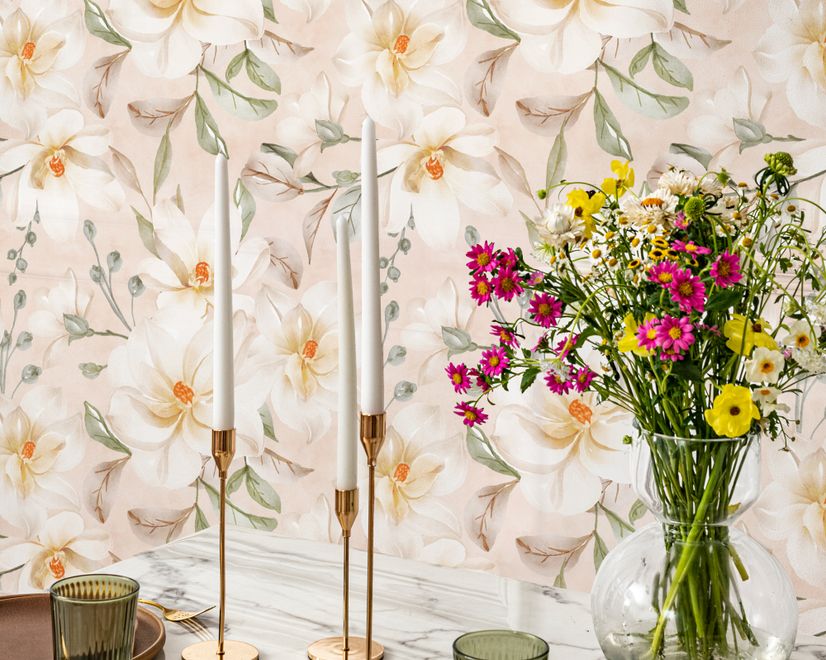 Soft Magnolia Floral Wallpaper Mural