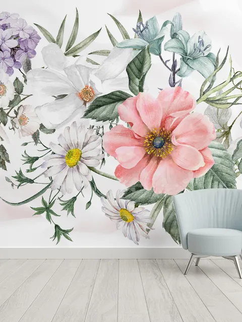 Aquarell Große Blumenstrauß Fototapete