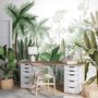 Tropical Cartoon Palm Tree and Banana Leaves Wallpaper Mural