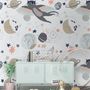 Cat Flying Over The Moon and Stars Wallpaper Mural