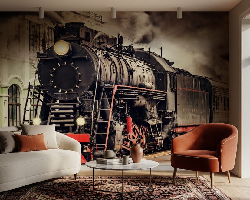 Vintage Zugwaggon Eisenbahn Fototapete