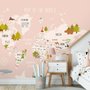 Kids World Map with Cartoon Animals Wallpaper Mural