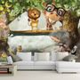Papier peint panoramique girafe et lion roi en aspect 3D