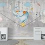 Papier peint panoramique funambule avec éléphant de dessin animé sur la balle