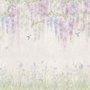 Papier peint fleurs de glycine suspendues avec des colibris