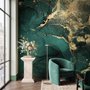 Modern Dark Abstract Veined Marble Wallpaper Mural