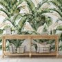 Watercolor Tropical Banana Leaf with Faux Gold Details Wallpaper Mural