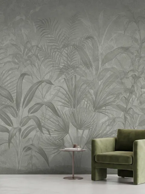 Monochrome Tropical Botanical Wallpaper Mural