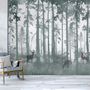 Dark Misty Forest with Horned Deer Wallpaper Mural