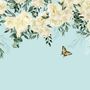White Flowers and Yellow Butterfly Wallpaper Mural