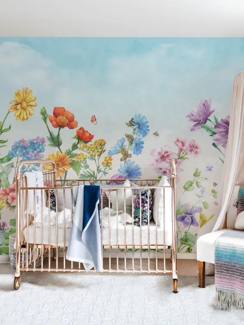 Süße Kinderzimmer Blumen Garten Fototapete