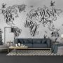 Vintage Charcoal World Map Wallpaper Mural